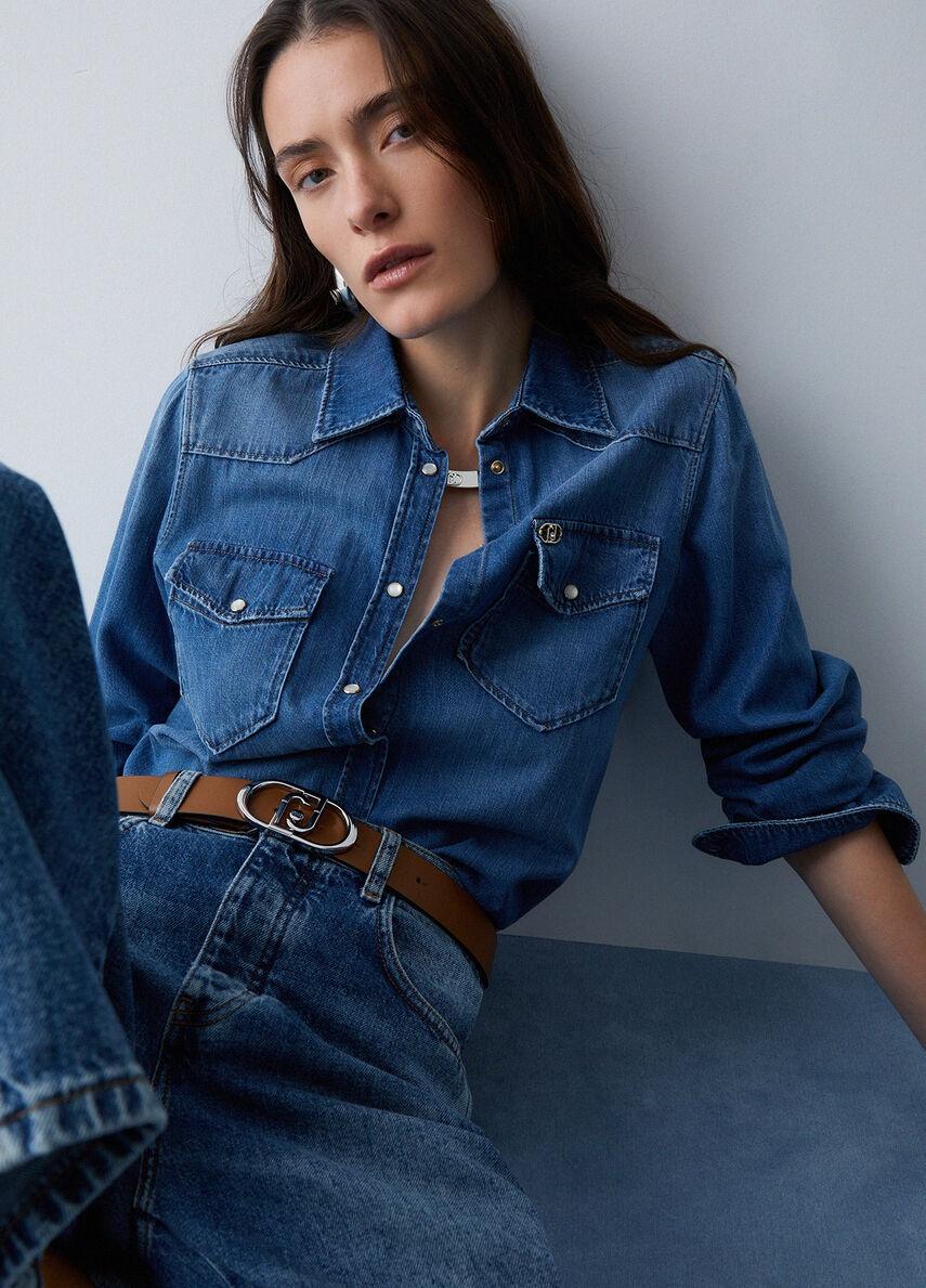 camicia in denim UA6339D4851 79053 LIU JO DENIM 