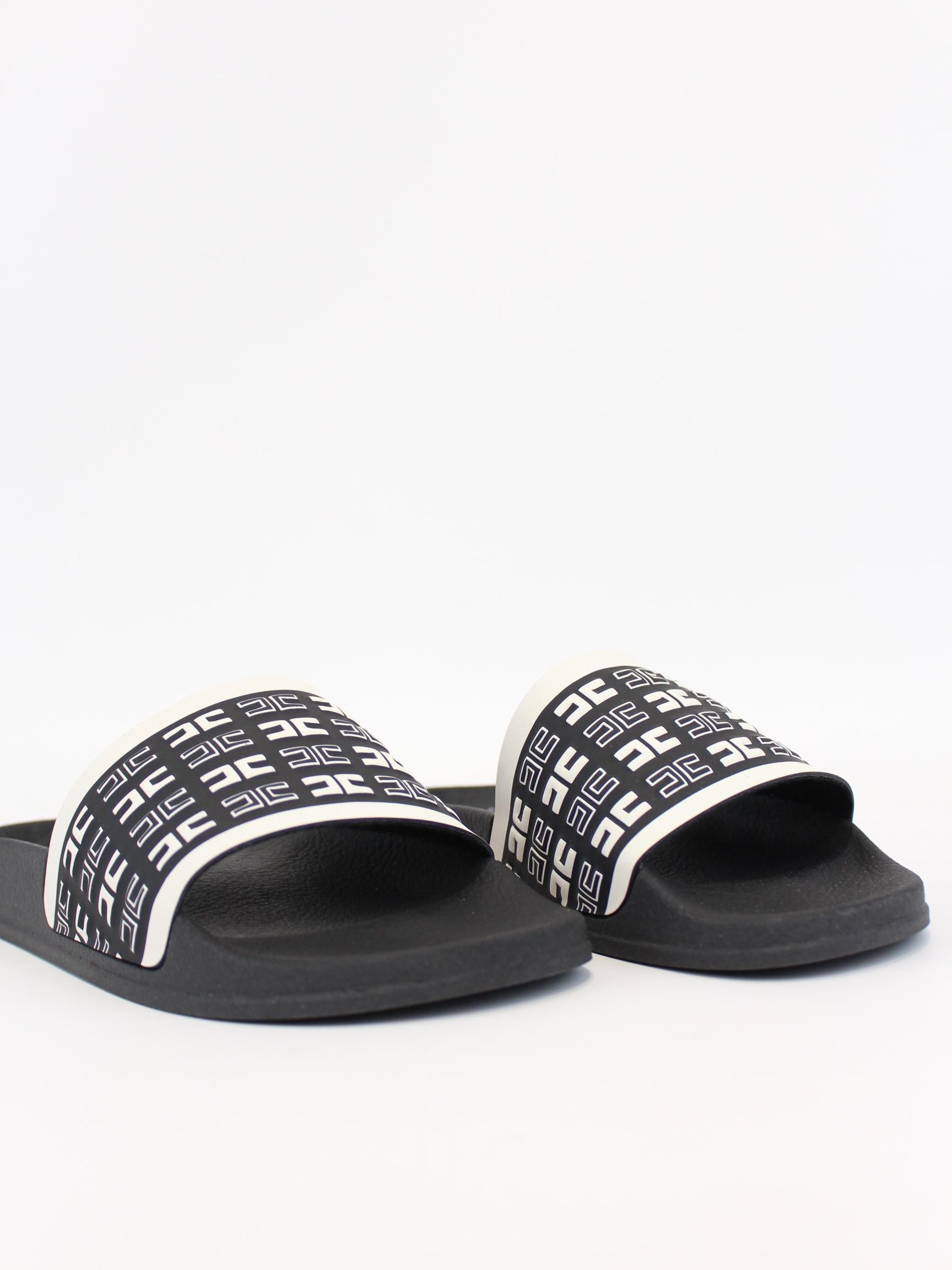 sandalo in vera pelle con logo F4A0 E0313 NERO/BURRO ELISABETTA FRANCHI 