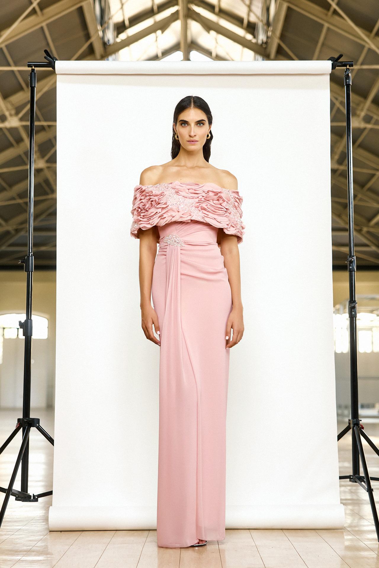 abito con applicazioni sul davanti 5280 DUSTY PINK MAESTRI 
