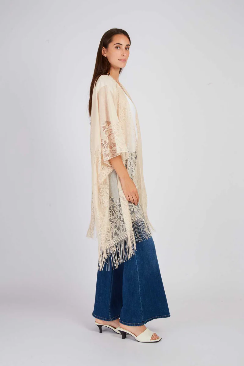 kimono in maglia traforata P585021 BEIGE DERHY 