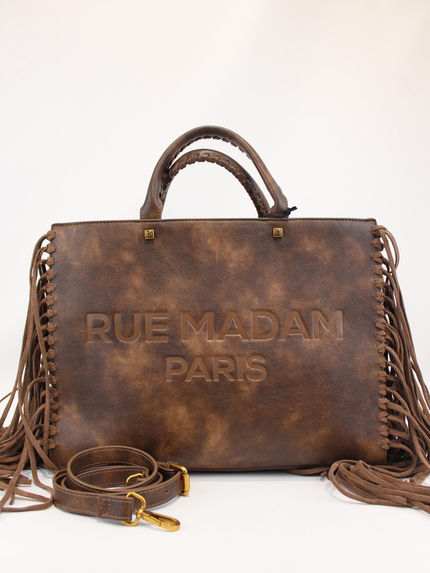 borsa tote texas con frange 1477 VINTAGE BROWN RUE MADAM PARIS 
