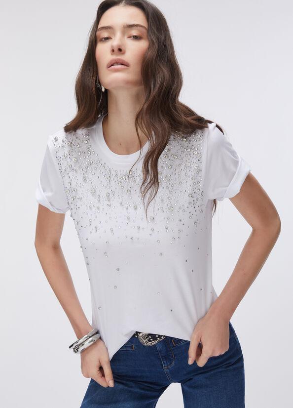 t-shirt con gioiello CA6193J3868 11111 LIU JO BLACK 
