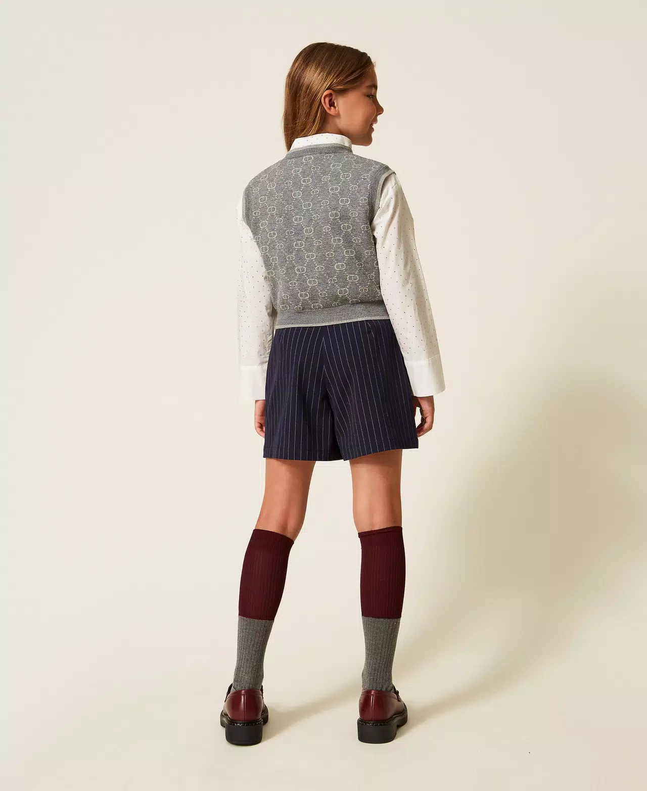 shorts gessato con logo 252GJ2041 12713 TWINSET GIRL 