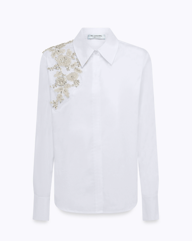 camicia in popeline con ricamo RA6158T2943 11111 Blugirl 