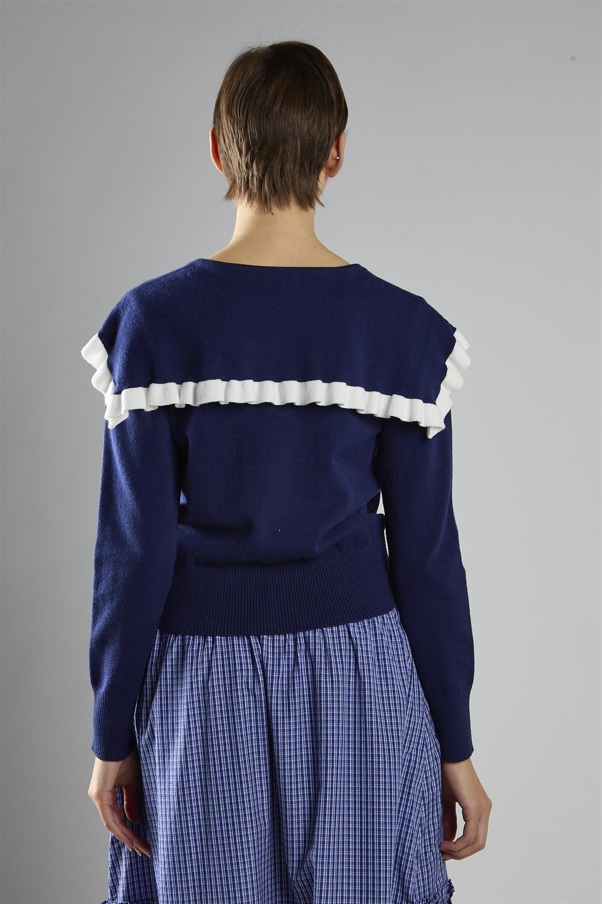 cardigan con colletto oversize AC4384 NAVY GLAMOROUS 