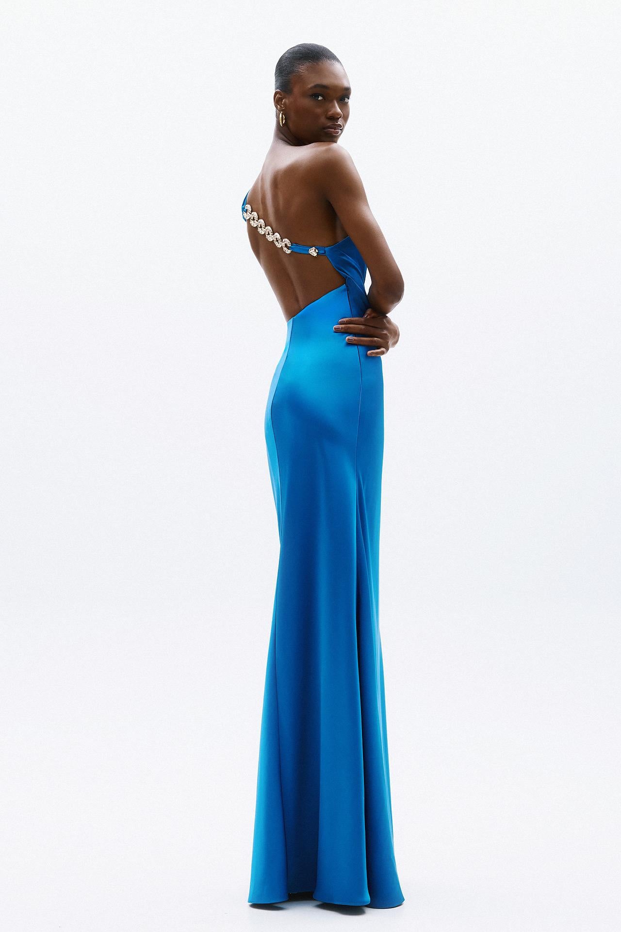 abito elegante con schiena scoperta A4809 OCEAN BLUE ALLURE 