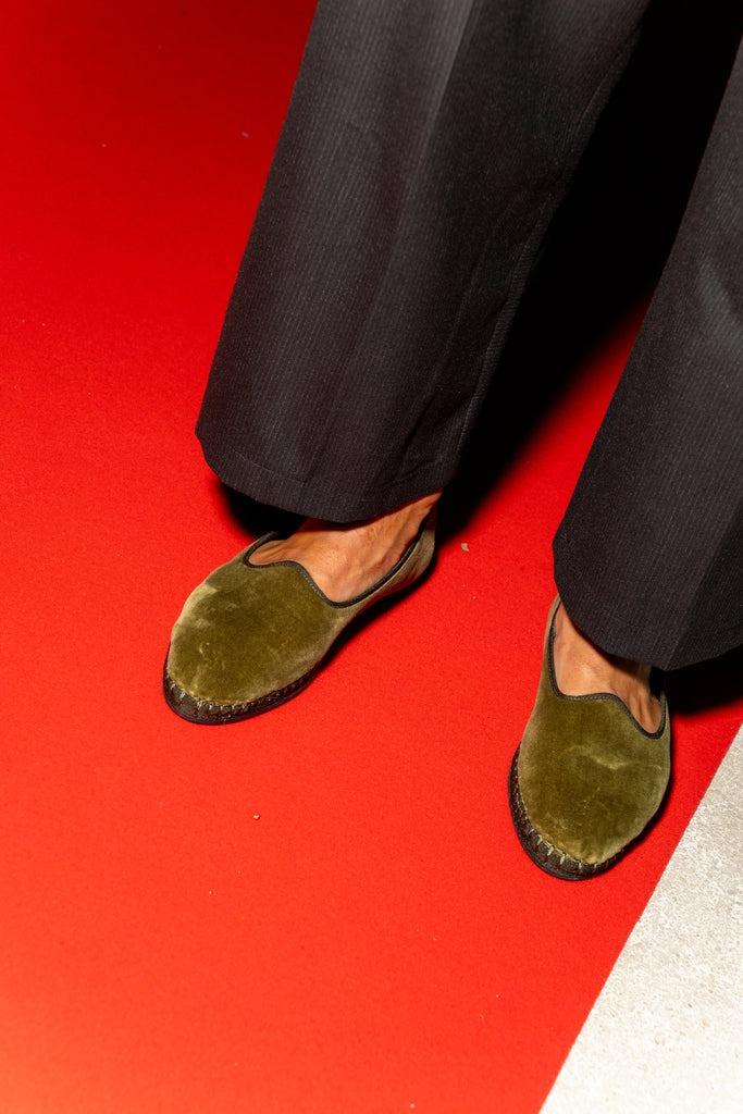 scarpa bassa in velluto TRIS KAKI FLABELUS 