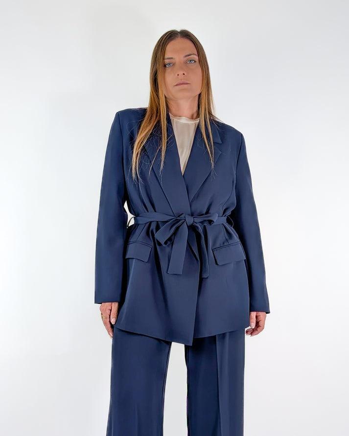 giacca con cintura in vita TF0358 BLU VICOLO 