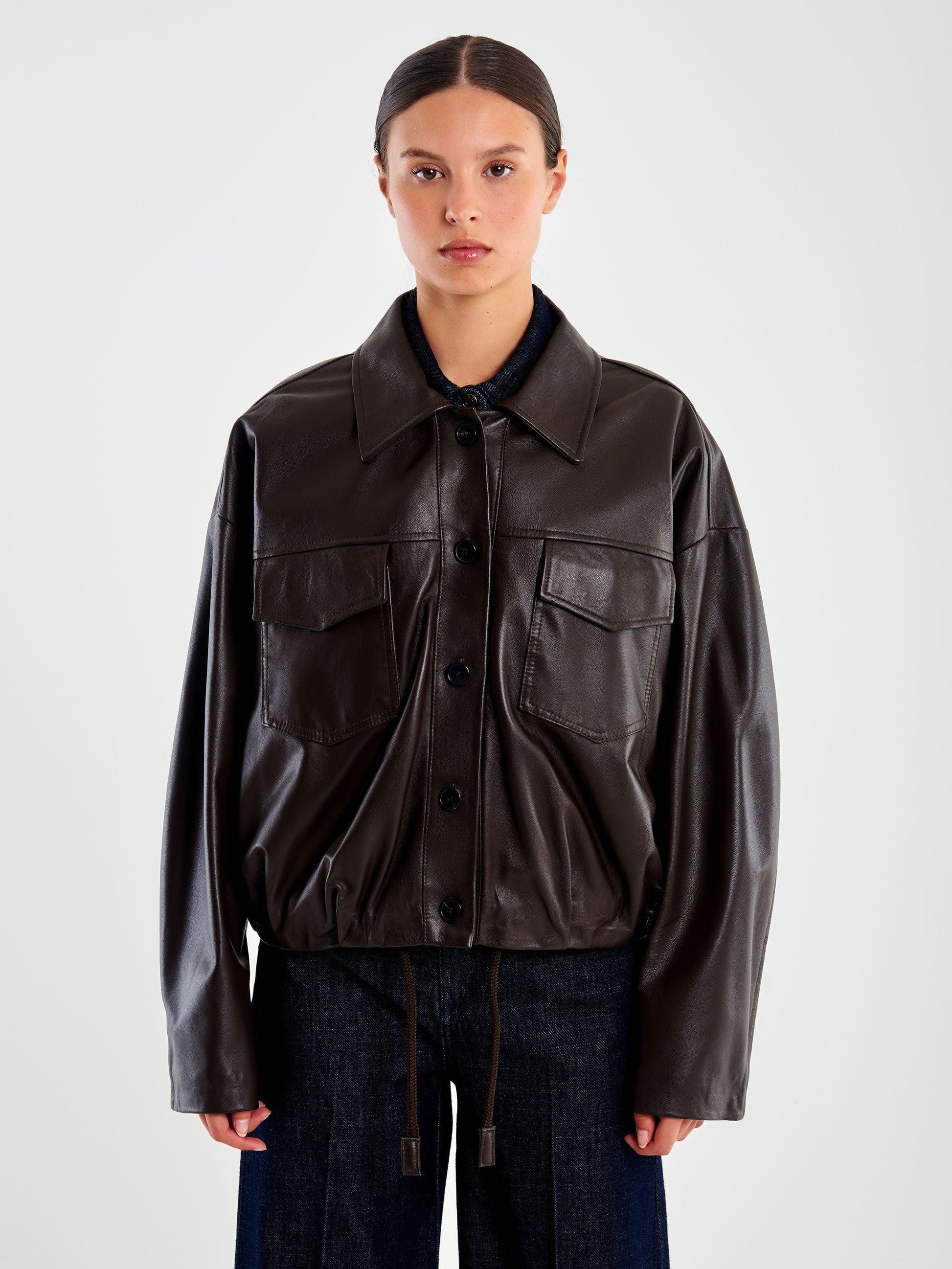 bomber in pelle TF0272 MORO VICOLO 
