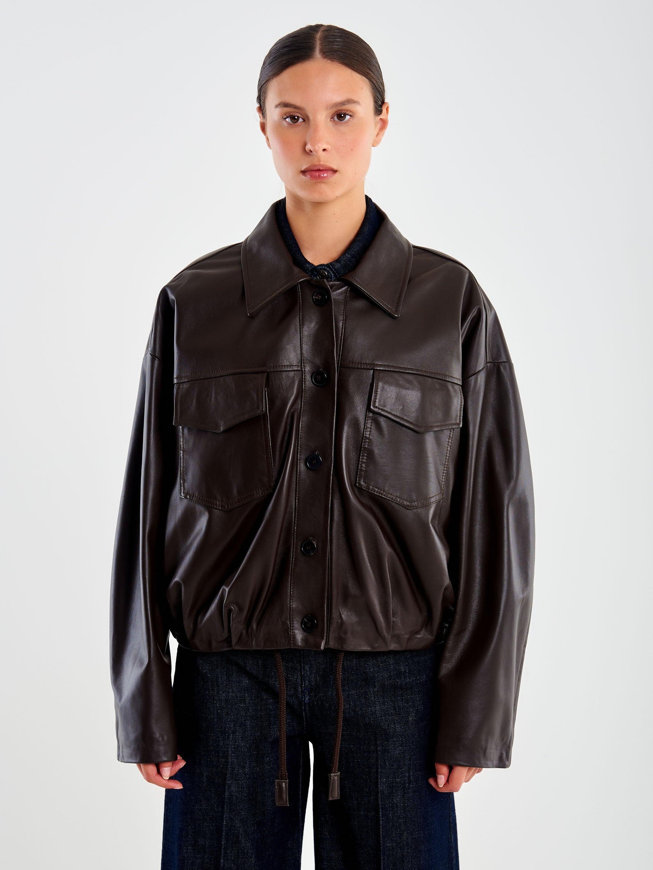 bomber in pelle TF0272 MORO VICOLO 