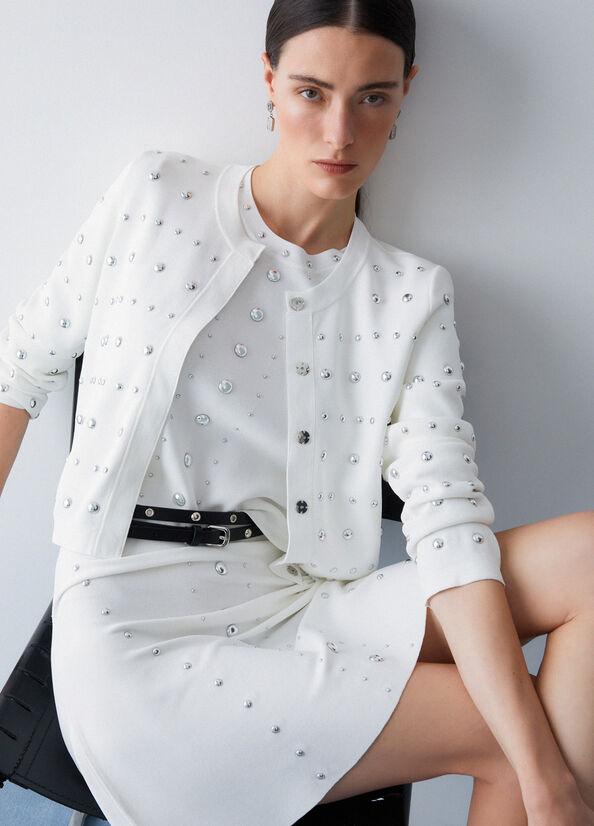 cardigan con borchie WA6090MS55N 10701 LIU JO WHITE 