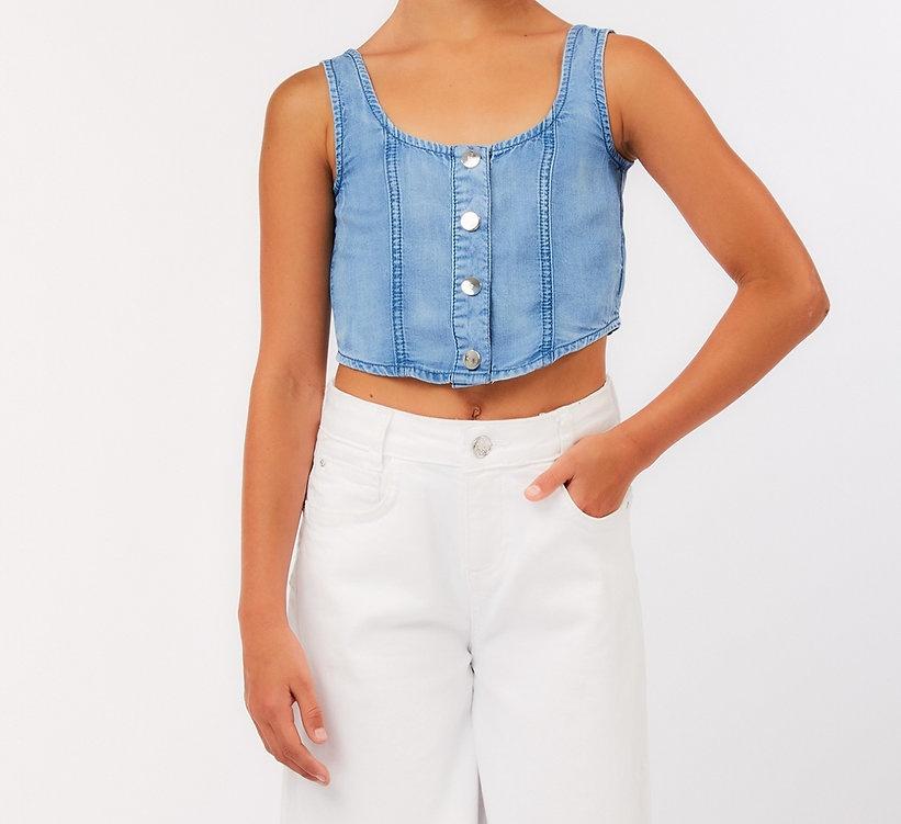 top cropped in denim GA6140D5044 77325 LIU JO JUNIOR 