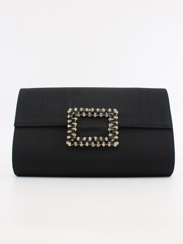 Borsa a spalla in raso con gioiello AR15MAIORI NERO EMANUELA CARUSO CAPRI 