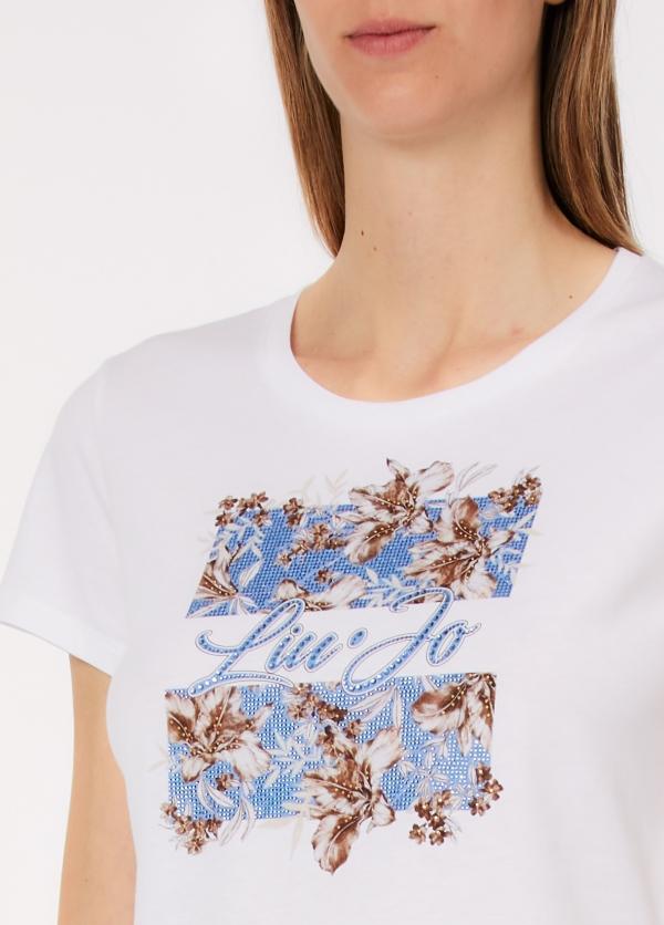 t-shirt con stampa strass WA6493JS923 P9600 LIU JO WHITE 