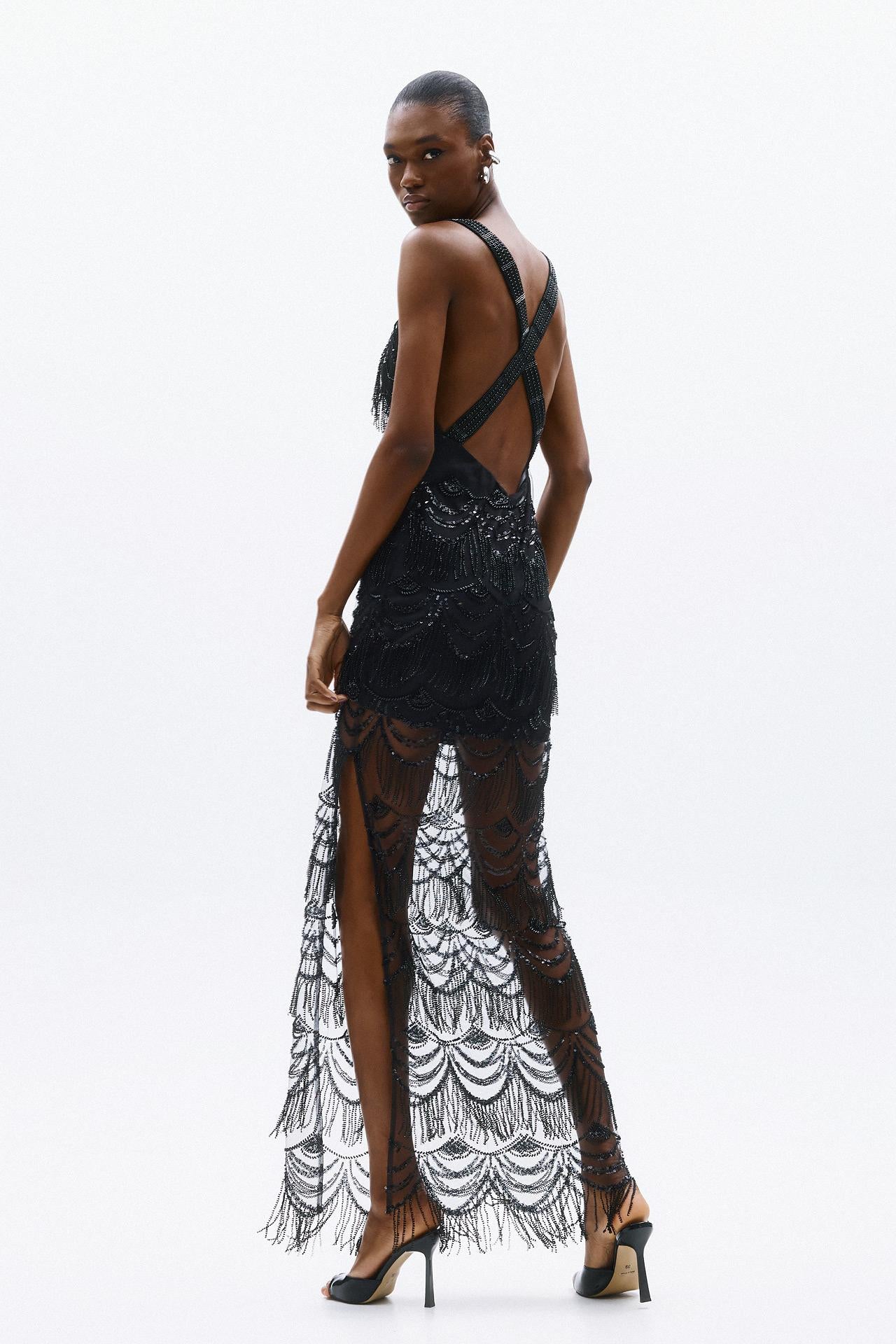 abito con schiena incrocio A4727 BLACK ALLURE 