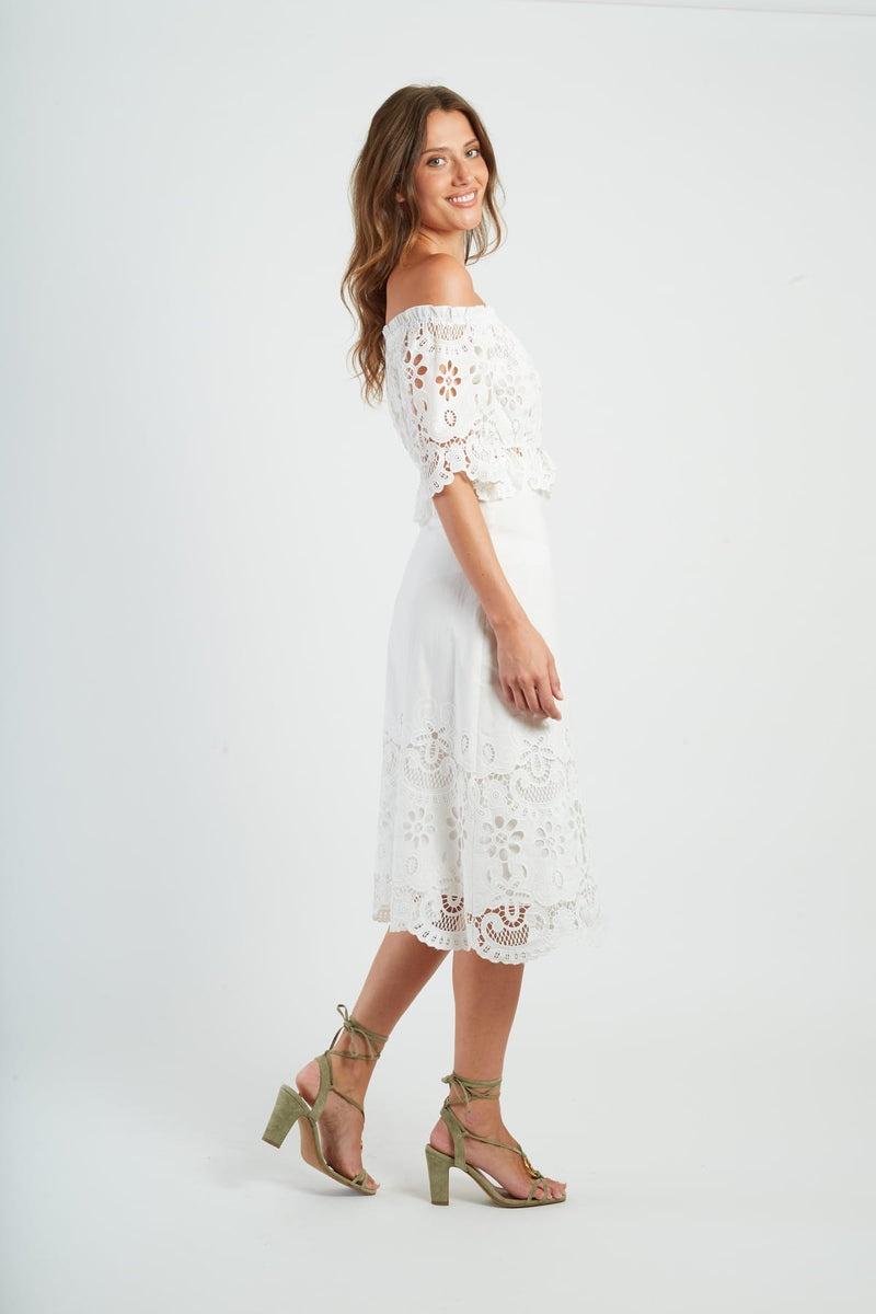 blusa con spalle scoperte P625005 EDWIGE 2 BLANC DERHY 