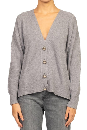 cardigan con bottoni oro 77045F GRIGIO VICOLO 