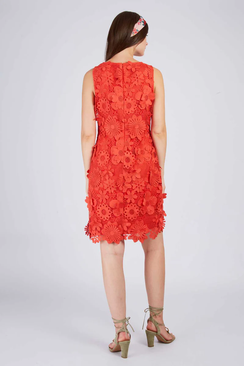 abito a tubino in pizzo P515026 ORANGE DERHY 