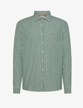 camicia a righe bicolor S35103 BIANCO/VERDE SCURO SUN68 