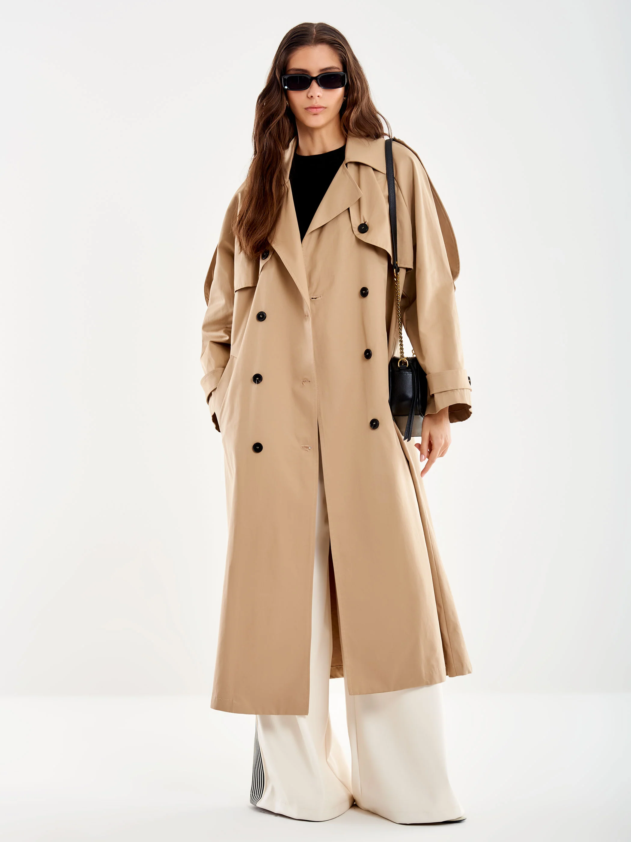 trench lungo doppiopetto TD0029 BEIGE VICOLO 