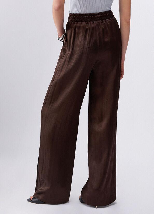 pantalone in raso con spacchetti CA6147T450A P9576 LIU JO BLACK 