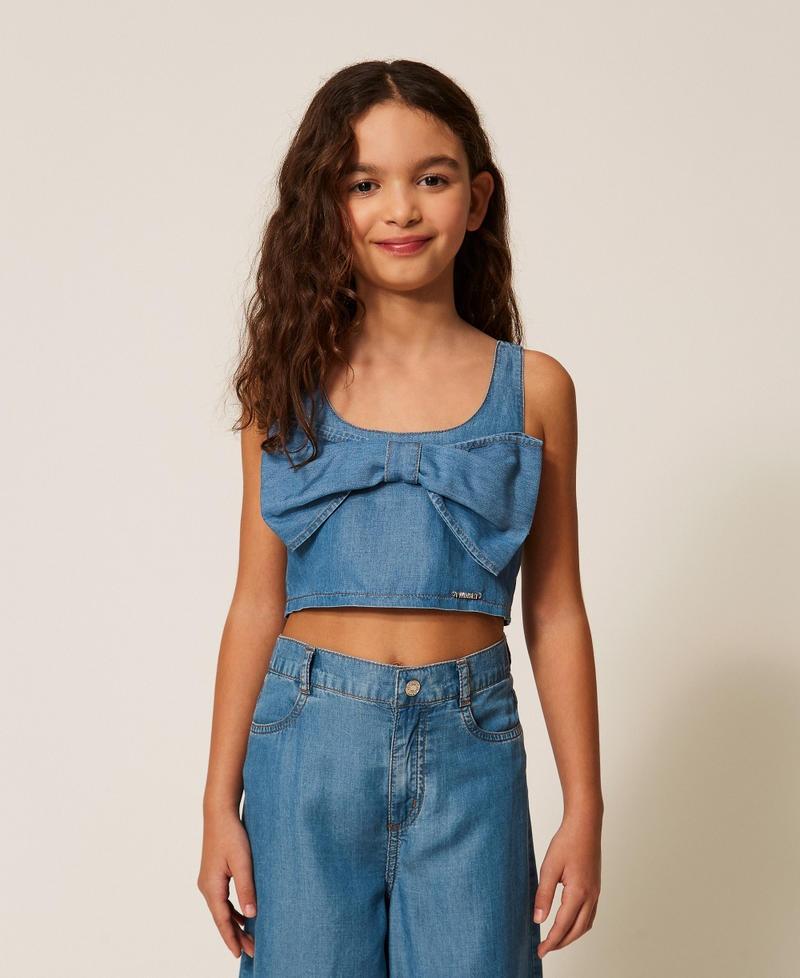 top in denim con fiocco 261GJ2071 13235 TWINSET GIRL 