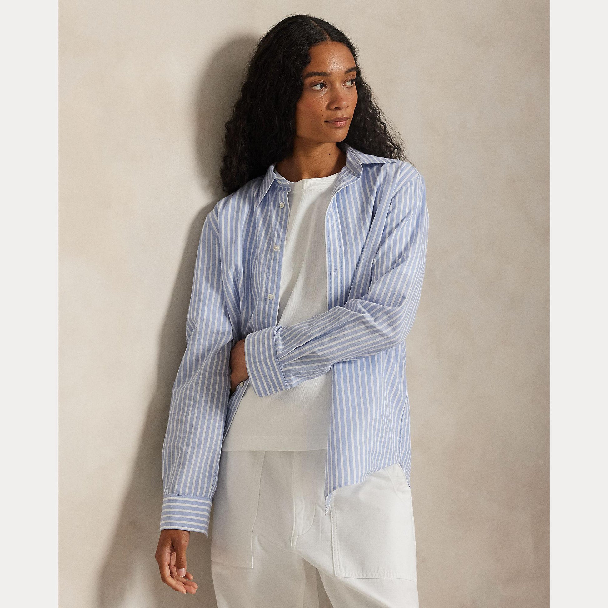camicia in cotone e lino a righe 211-971514 503 RALPH LAUREN POLO 
