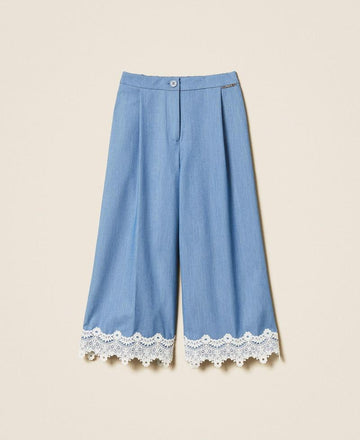 pantaloni ampi fil a fil con pizzo 261GJ2Q14 04614 TWINSET GIRL 