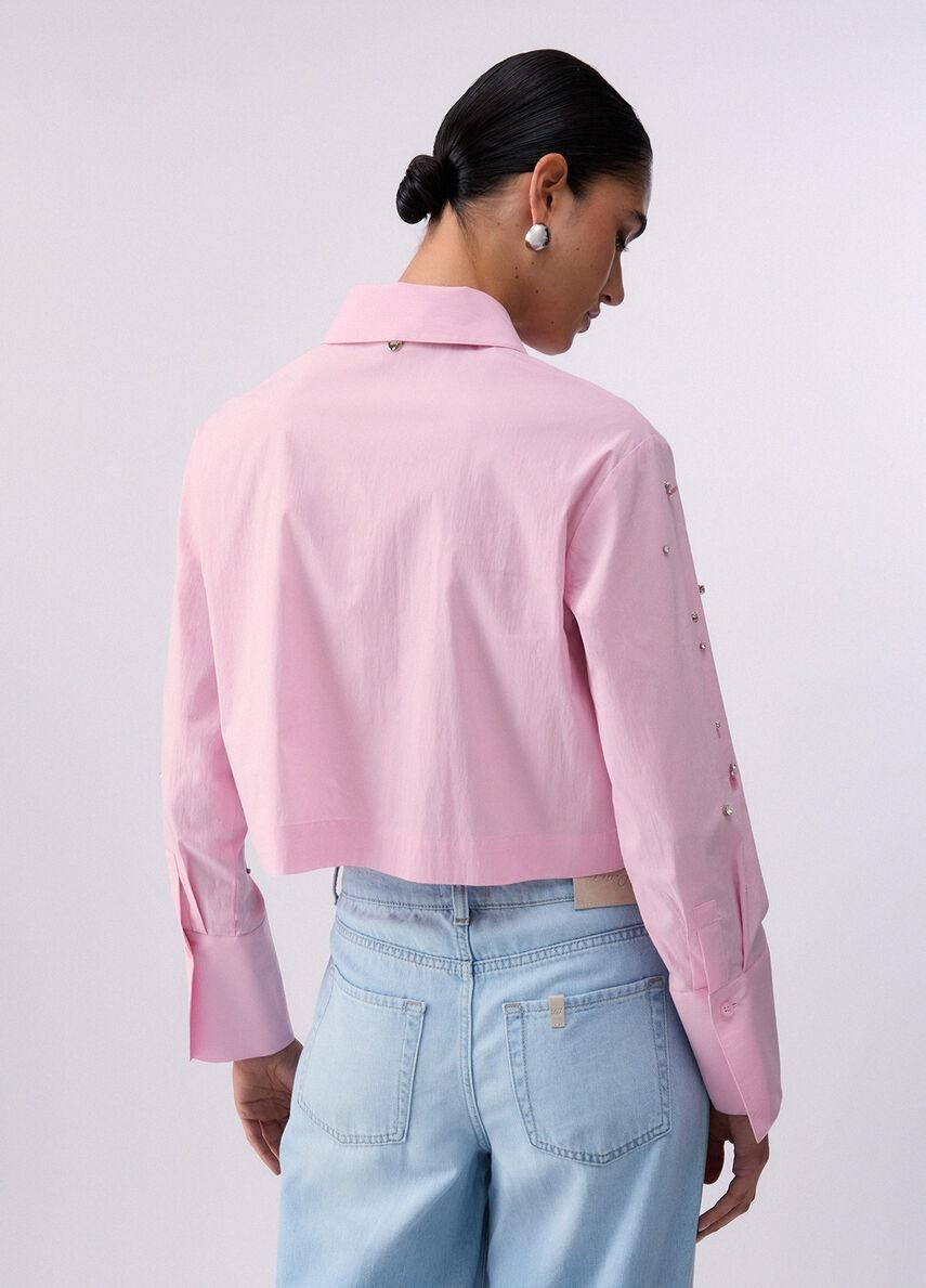 camicia con ricamo gioiello WA6173T039A 32802 LIU JO WHITE 