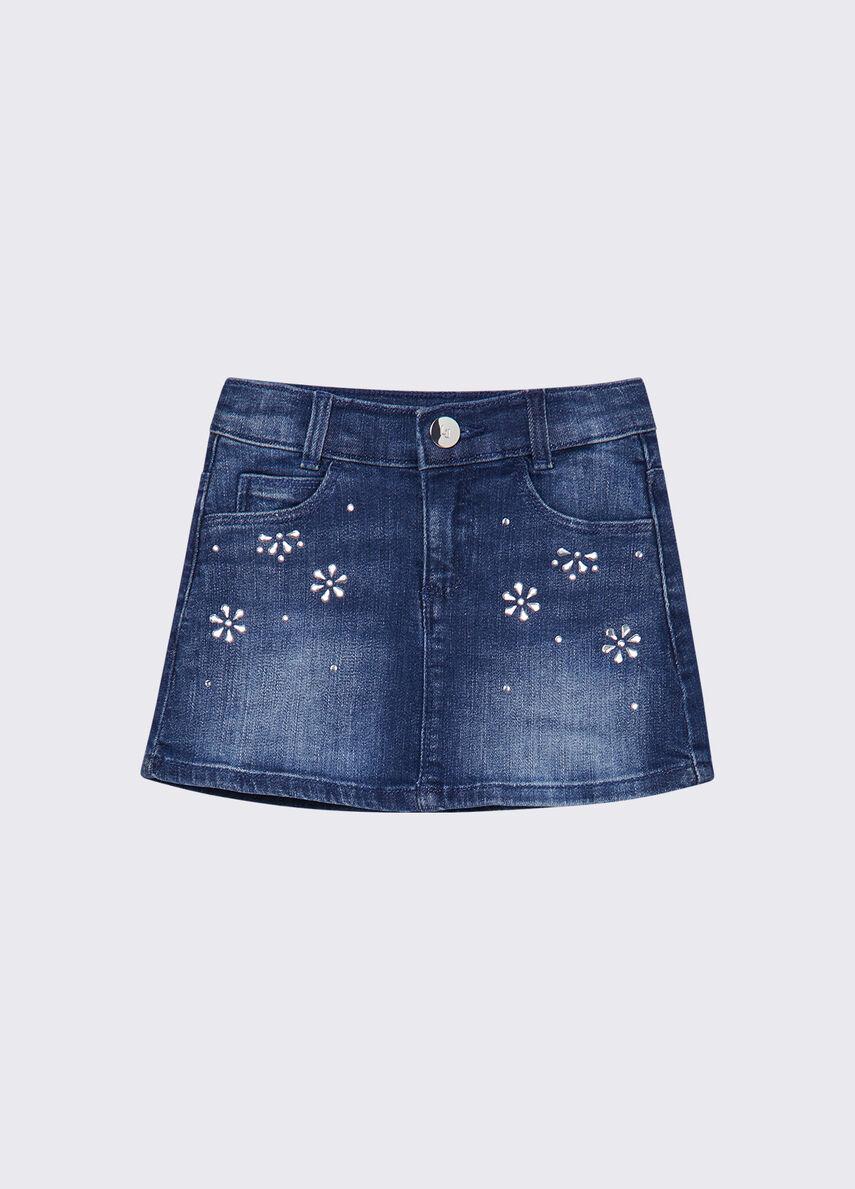 gonna denim con ricamo gioiello KA6074D3246 79069 LIU JO JUNIOR 
