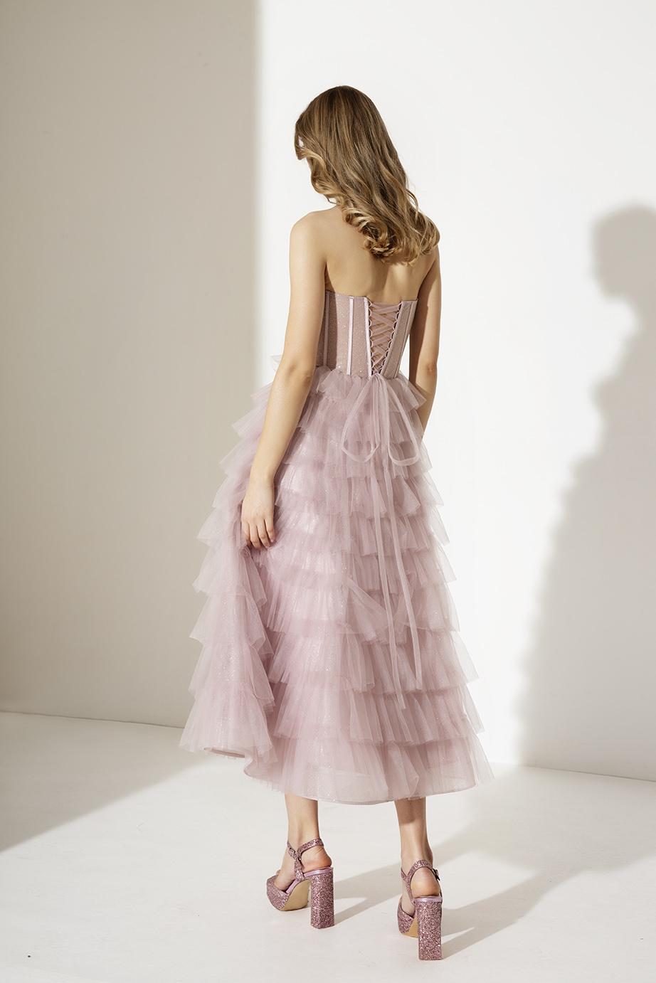 abito elegante in tulle A4210 DUSTY PINK ALLURE 
