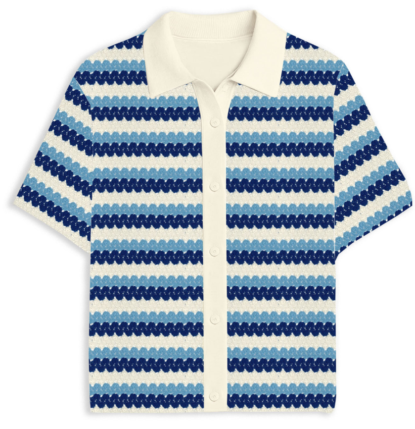 camicia a righe traforata MONET 00585L MC2 SAINT BARTH 