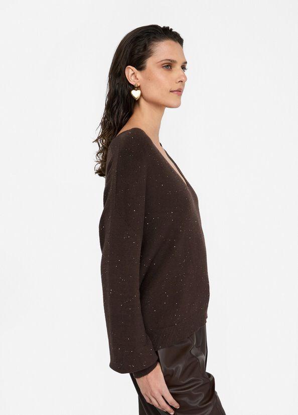 maglia con micro pailettes MF5233MA27R A4367 LIU JO WHITE 