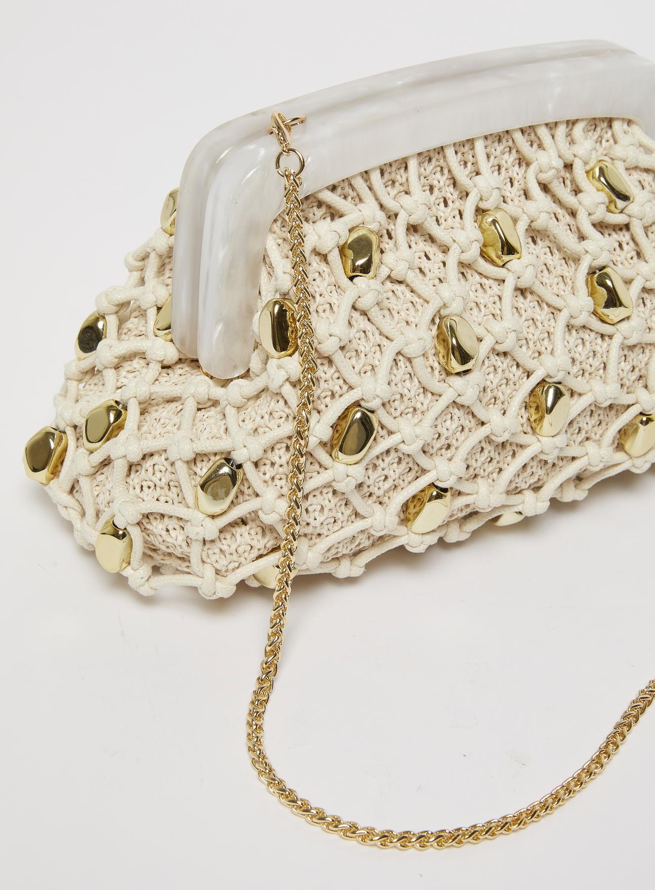 Borsa in rafia con perle MLAFASCIA 003 MARella ACCESSORI 