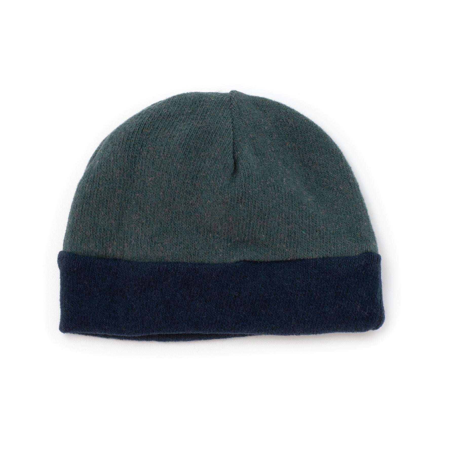 cappellino con risvolto C62705 VERDE PINO/BLU COCCODE' 