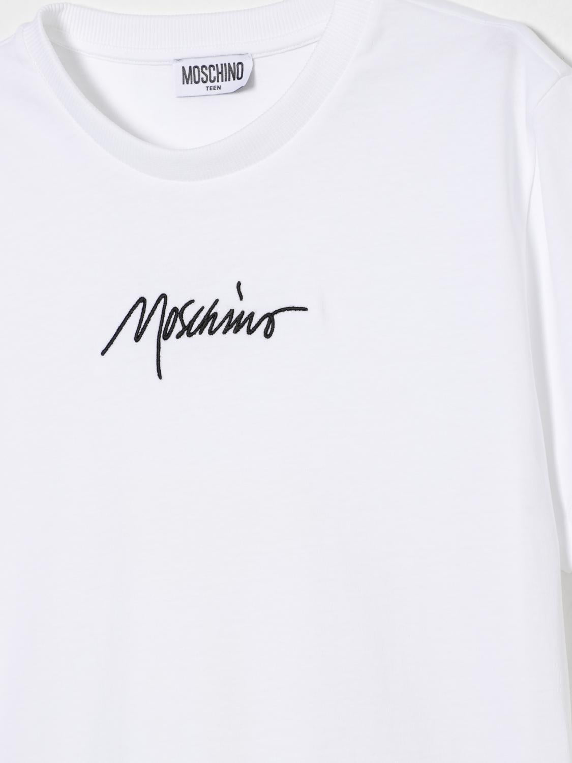 t-shirt con logo scritto HUM058LAA01 10101 MOSCHINO KIDS 