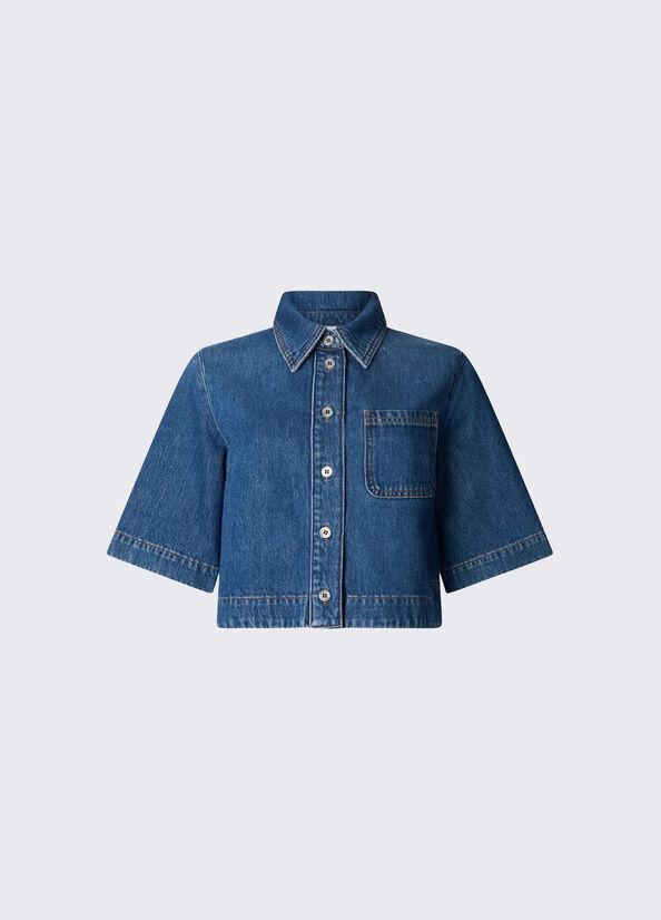 camicia boxy in denim UA6337D0319 79010 LIU JO DENIM 