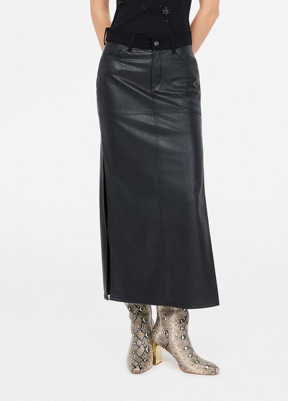 gonna lunga in tessuto spalmato UF5185E0747 22222 LIU JO DENIM 