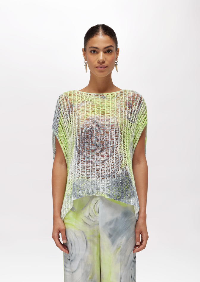 maglia in rete con stampa rose RA6018MA10S P9399 Blugirl 