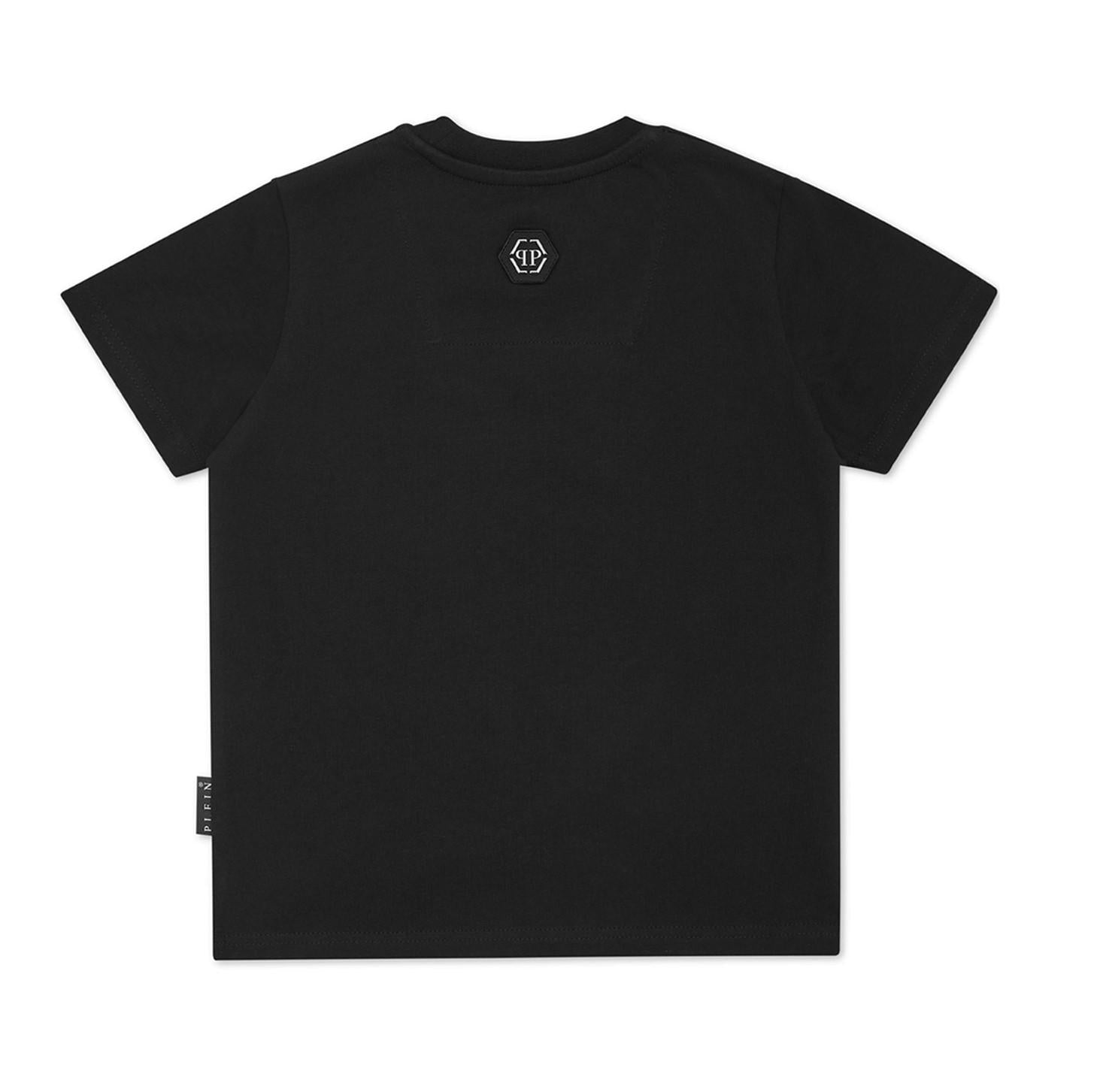 t-shirt con logo grande strass SAECBTK1338 PJY002N 0201 PHILIPP PLEIN 