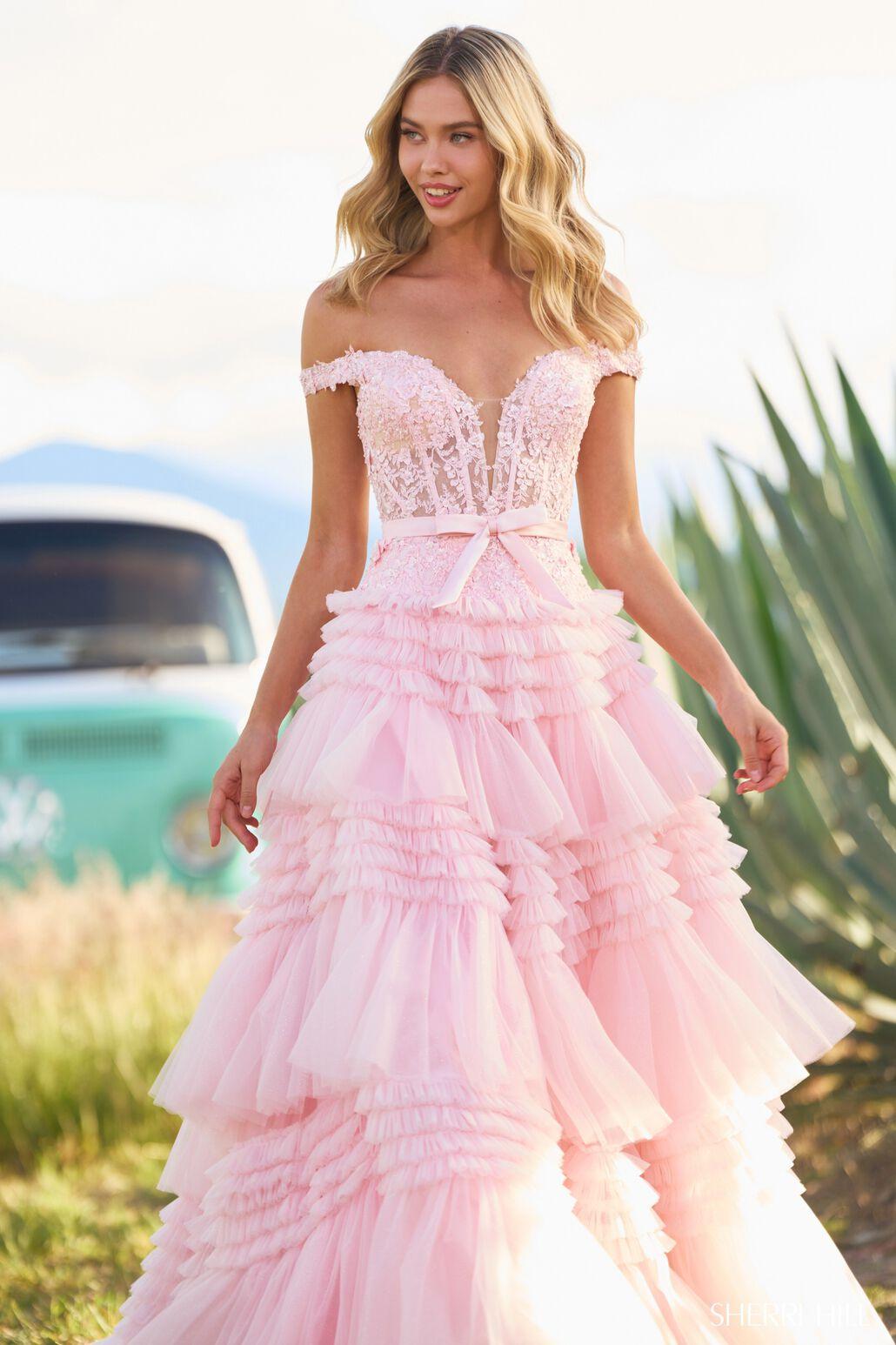 abito ampio in tulle 55309 BLUSH SHERRI HILL 