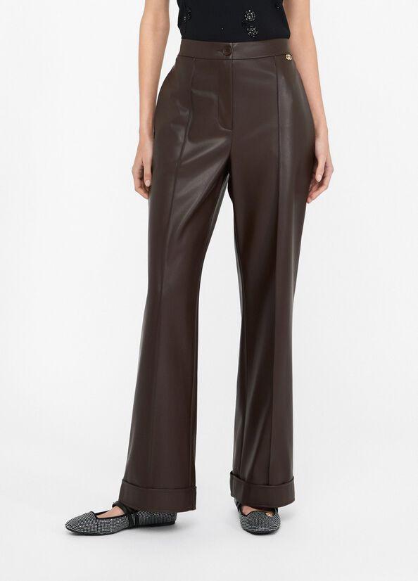 pantalone in tessuto spalmato MF5069E0624 90915 LIU JO WHITE 