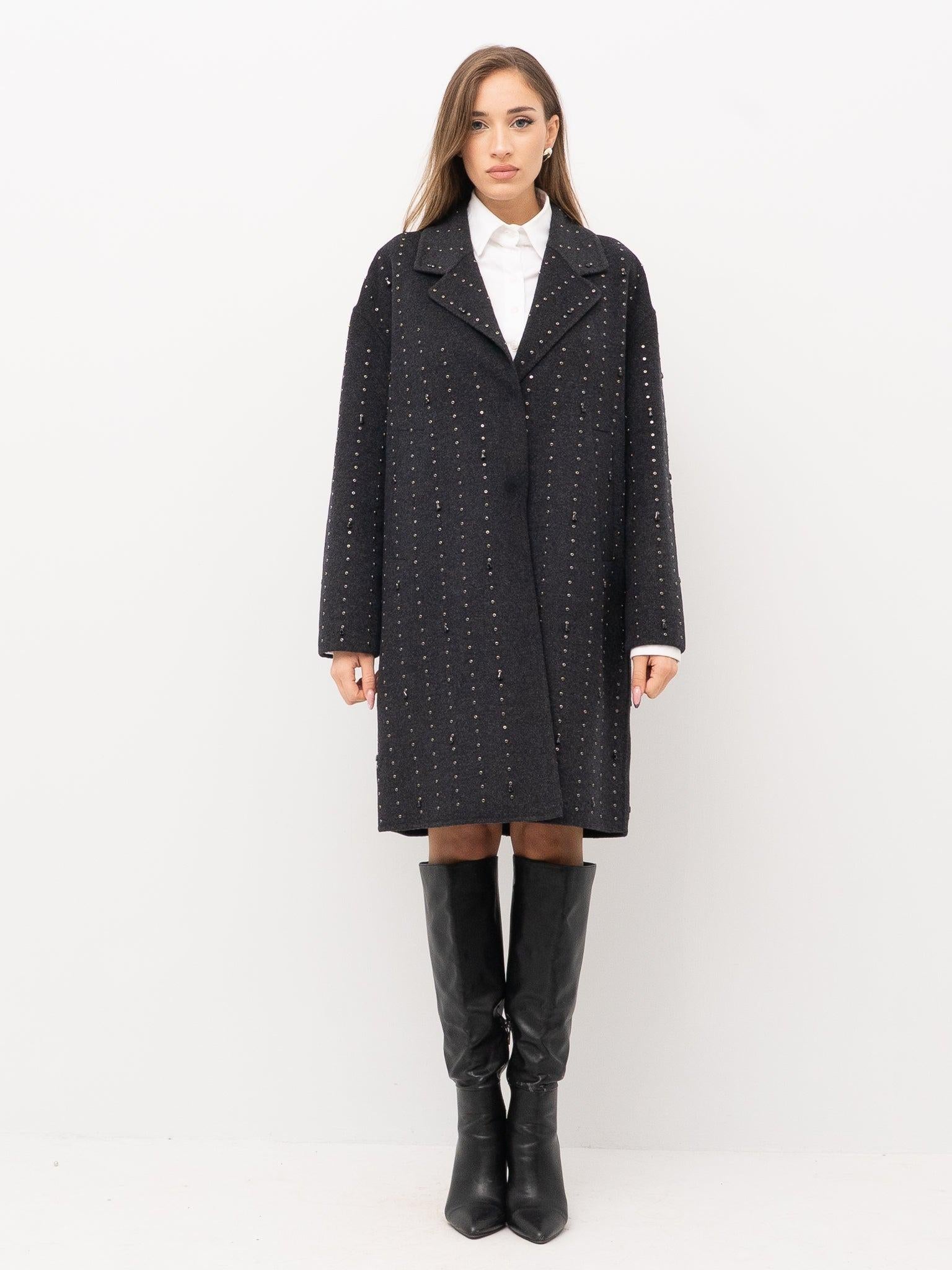 cappotto con applicazioni TF0033 NERO VICOLO 