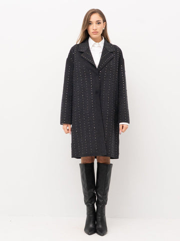 cappotto con applicazioni TF0033 NERO VICOLO 