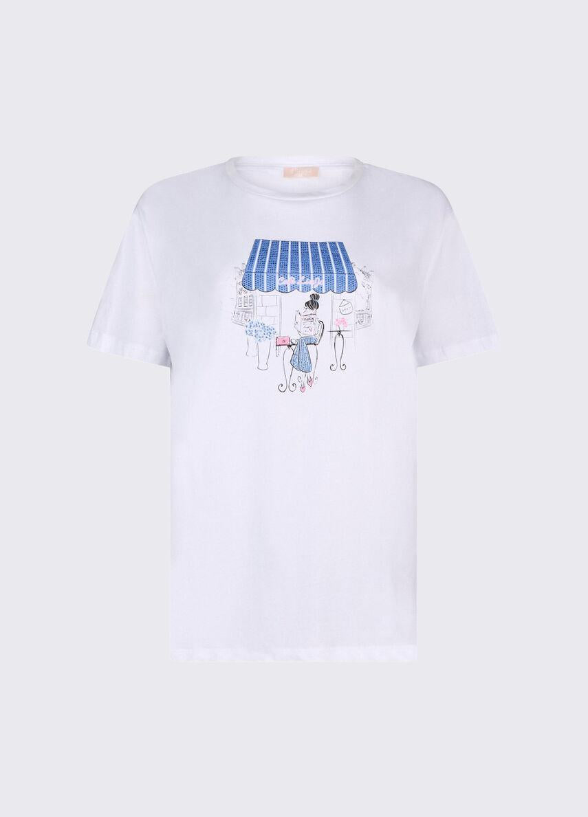 t-shirt con stampa grafica WA6502JS923 P9411 LIU JO WHITE 