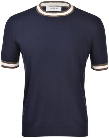 t-shirt in maglia con contrasti 57135 20671 598 GRAN SASSO 