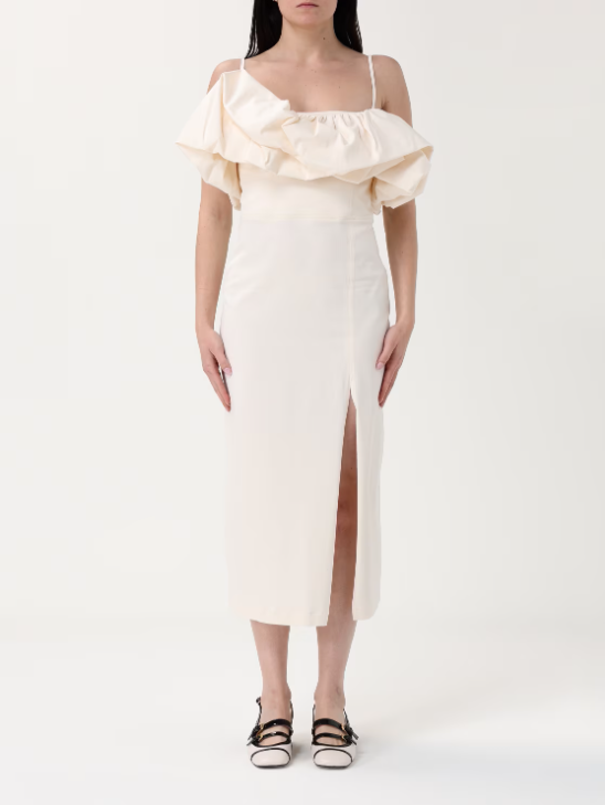 abito con spacco H.V3565.4226 CREMA HANITA 