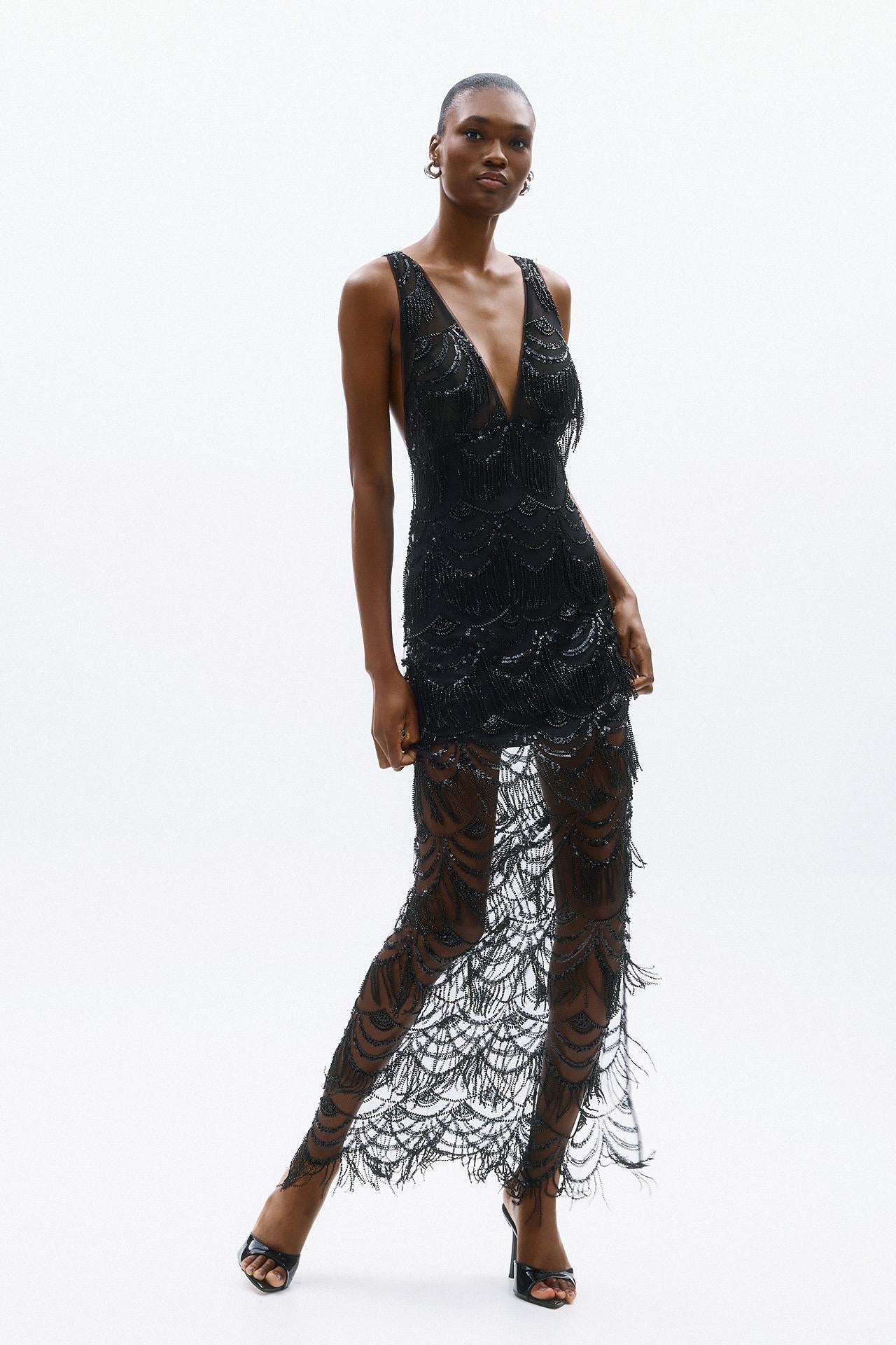 abito con schiena incrocio A4727 BLACK ALLURE 