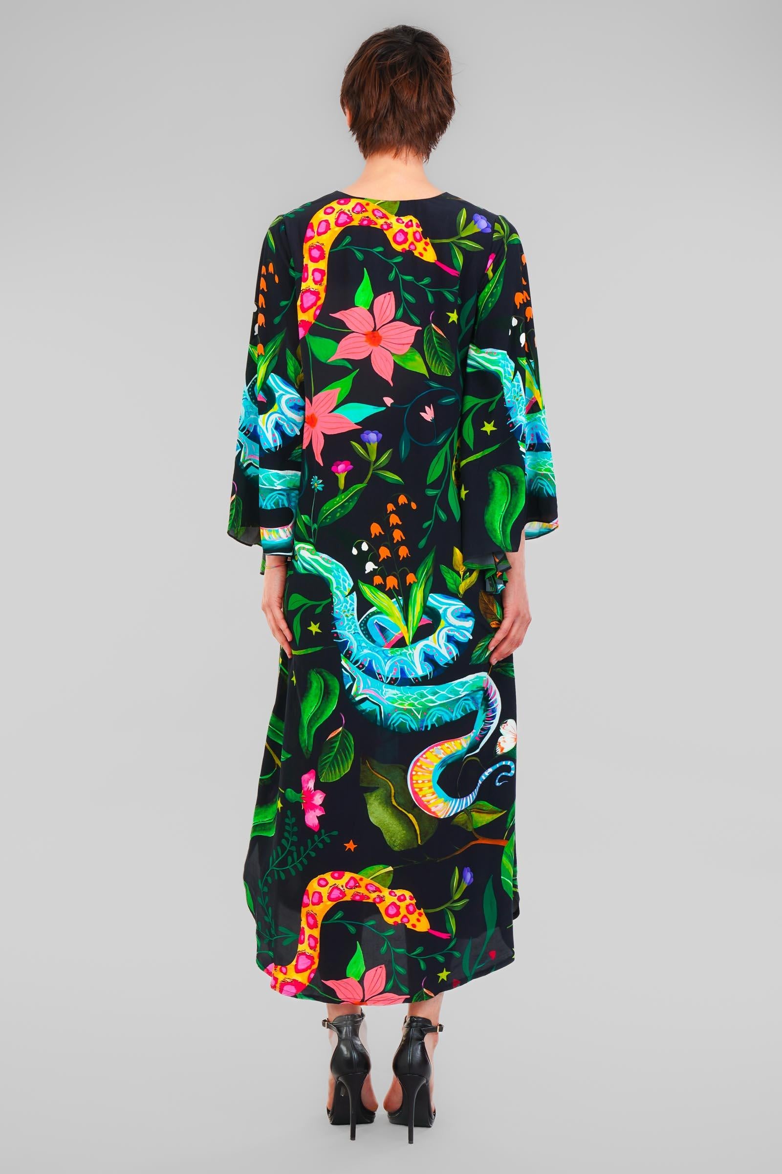 abito con stampa serpente RE2518 BLACK SNAKE MIRIAM STELLA 