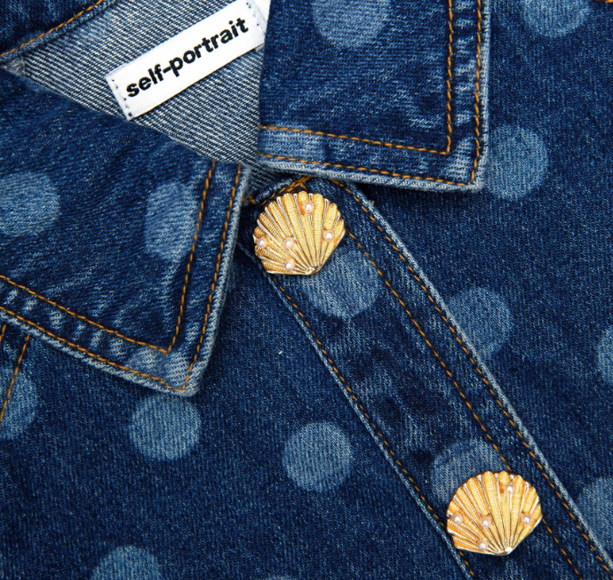 giacca in denim con bottoni conchiglia 703J-BL POLKA DOT SELF-PORTRAIT 